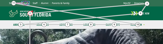Homepage at www.usf.edu showing reading order is not logical